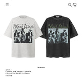 American vintage street T-shirt pure cotton retro men's and women's summer loose