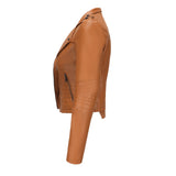 Red Leather Jacket Spring and Autumn Leather Women's Rivet Coat Zipper Leather Jacket