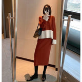 Women Knitwear Autumn and Winter Loose Knit Two-Piece Suit