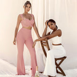 Women T-shirt Fall/Winter Sexy Slim Hip Wide Leg Pants Casual Suit
