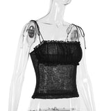 Women Tops Summer Sexy Slim Fit Spaghetti Straps Knitted Top (Csm202404)
