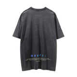 Men Vintage T-Shirt Printed Short-Sleeved T-shirt Men's Distressed Crew Neck T-shirt Summer Loose