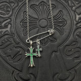 Chrome Hearts Necklace Vintage Double Cross Pin Male and Female Collarbone Chain