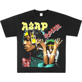 Asap Rocky T Shirts ASAP TRAVIS SCOTT Print HIP HOP Short Sleeve T-Shirt Loose