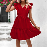Women Dress Summer Sexy V-neck Backless Sleeveless Dress