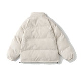 Unisex Winter Cotton Coat Embroidered Logo Stand-up Collar Cotton-Padded Clothes Vintage Loose Cargo Cotton-Padded Jacket