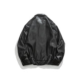 Unisex Jacket Vintage PU Leather Jacket Men's Loose Lapels Faux Leather Jacket
