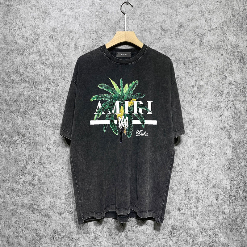 Amiri T Shirts Washed and Worn Retro Short Sleeve T-shirt