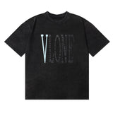 Vlone T Shirt Spring Summer Pattern Crew Neck Pullover Short Sleeve