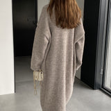 Women Cardigan Sweater Lapel Coat Loose Button N2362