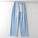 Women Sweatpants Smiling Face Embroidery Loose Wide Leg Pants Casual Sweatpants