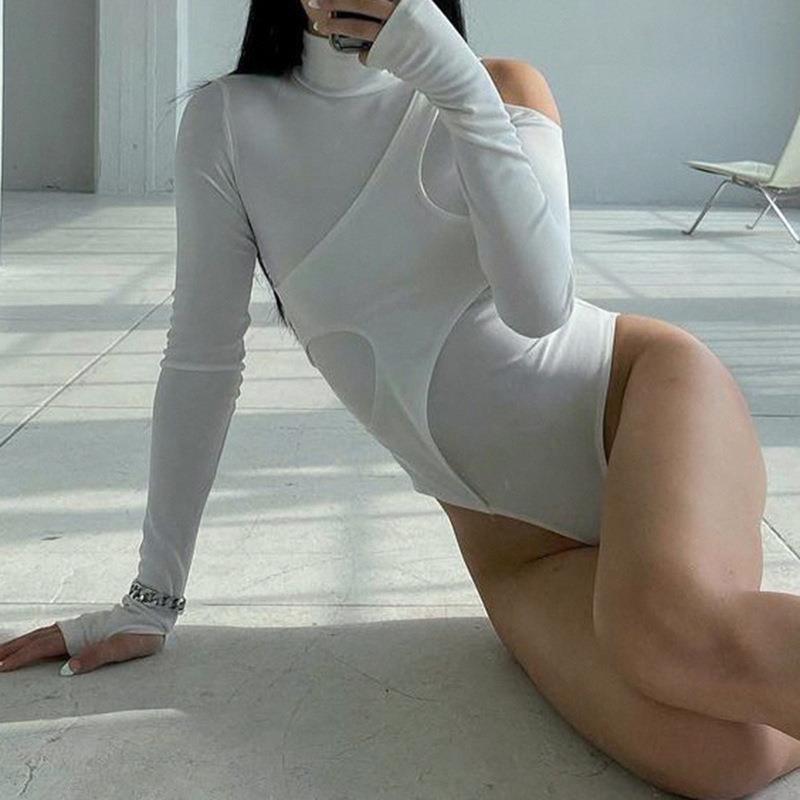 Women Jumpsuit Spring and Autumn off-the-Shoulder Turtleneck Long Sleeve Jumpsuit