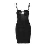Women Dresses Spring Slim Fit Patchwork Sling Backless Dress