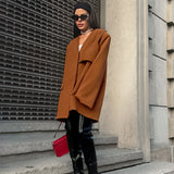 Women Trench Coat Autumn and Winter Leisure Baggy Coat Long Sleeve V-neck