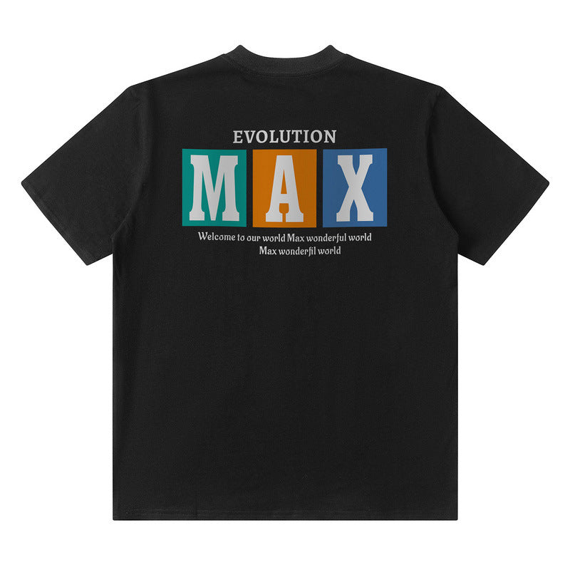 Men T Shirt Vintage Letter Print Short-Sleeve T-shirt