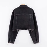 Women Jacket Washed and Worn Loose Short Lapels Jeans