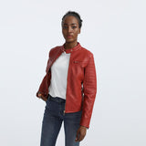 Red Leather Jacket Casual Leather Clothing Coat