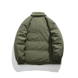 Unisex Winter Cotton Coat Lapel down Jacket Retro Loose Velvet down Jacket