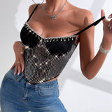 Women Party Tops Sexy Tassel Sequined Suspender Vest