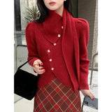 Women Knitted Cardigan Women's Cardigan Autumn and Winter Loose Cropped Sweater Coat