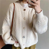 Women Knitted Cardigan Loose Pink Knitted Cardigan Sweater Coat