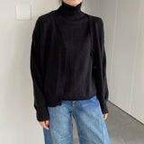 Women Knitted Two-Piece Set Turtleneck Vest Cardigan Knitted Two-Piece X3050