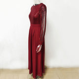 Women Evening Gown Sexy Chiffon Stitching Sequins Dress