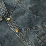 Women Jacket Denim Jacket Fall Lapels Long Sleeve Loose Wash Distressed Jacket