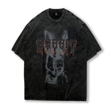 Men T Shirt Worn Looking Washed-out Graffiti Printing Short Sleeve T-shirt