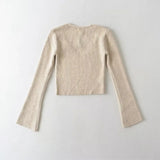 Women Sweater Knitwear Sexy V-neck Knitwear Women's Autumn Winter Retro Slim-Fit Long-Sleeved Pullover Short Sweater