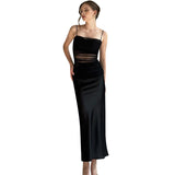 Women Dresses Straps Tulle Dress Slim-Fit Printed Dress