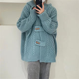 Women Knitted Cardigan Hooded Cable-Knit Sweater Coat Female Autumn and Winter Loose Knitted Cardigan