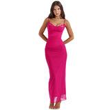 Women Dresses Lace Mesh Camisole Dress Summer Sheath Dress