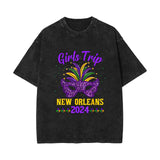 Mardi Gras Carnival, washed and made old vintage short-sleeved T-shirts