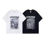 Men T Shirt Vintage Abstract Oil Painting Printed Short Sleeve T-shirt