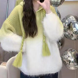 Women Knitwear Fall Winter Hooded Knitwear Loose Sweater
