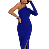 Women Dress off-Shoulder and Black Dress Hip-Wrapped Dress