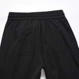 Men Sweatpants Loose Casual Pants Elastic Waist Pleated Pants-Foot Zipper Straight Wide-Leg Pants