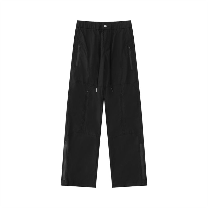 Men Sweatpants Tactical Pants Men's Waterproof Sport Climbing Straight-Leg Trousers Solid Color Zipper Patchwork Cargo Pants