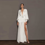 Women Dresses Evening Dress Autumn Sexy Lantern Sleeve Dress (Zns0409)