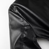 Women Coats Spring Faux Leather PU Black Long Trench Coat