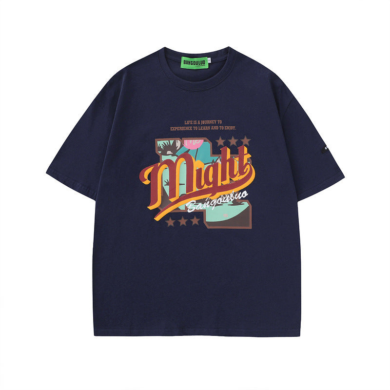 Men T Shirt Couple Short Sleeve T-shirt American Style Hip Hop Vintage Retro Half Sleeve Tee Men and Women