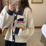 Women Knitted Cardigan Autumn Spring Retro Lapels