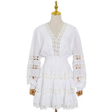 Women Dresses Short Skirt Hollow out V-neck Dress (Qymy0409)