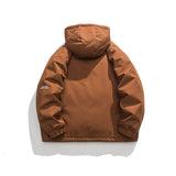 Unisex Winter Cotton Coat Three-Dimensional Pocket Hooded down Jacket Retro Workwear down Jacket
