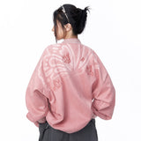 Women Jacket Butterfly Gradient Color Jacket Printed Embroidered Baseball Uniform Coat