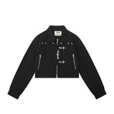 Women Jacket Loose Lapels Zipper Pocket Autumn Long Sleeve Coat