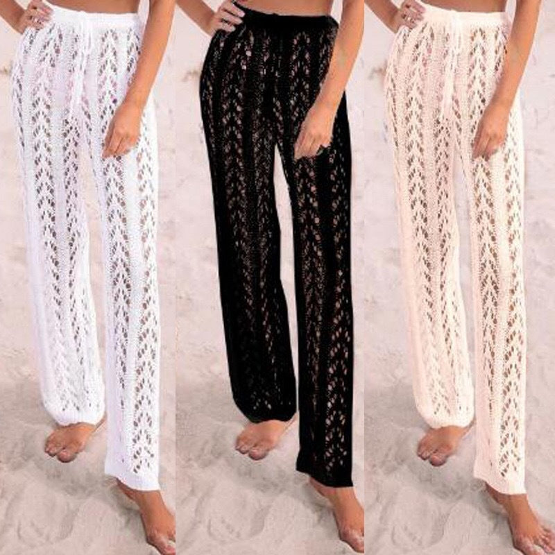 Women Knit Beach Cover Spring Knit Casual Sexy Beach Hollow out Sun Protective Pants