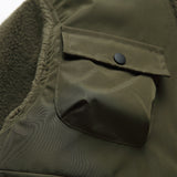 Unisex Winter Cotton Coat Stitching Lambswool Stand-up Collar Cotton-Padded Clothes Vintage Loose Cargo Cotton-Padded Jacket