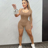 Women Jumpsuit Summer Slim-Fit Zipper Sleeveless Jumpsuit